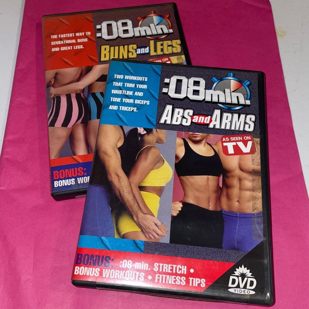 8 Minute Workout 2 DVD Lot Jaime Brenkus Buns Legs Abs Arms As Seen On TV Retro